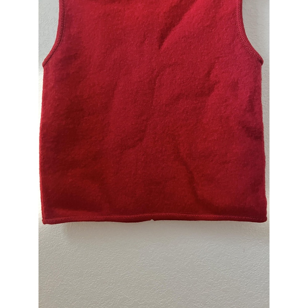 Lisa International Vest Womens Medium Red Wool Faux Fur Leopard Collar Zip - Picture 12 of 13